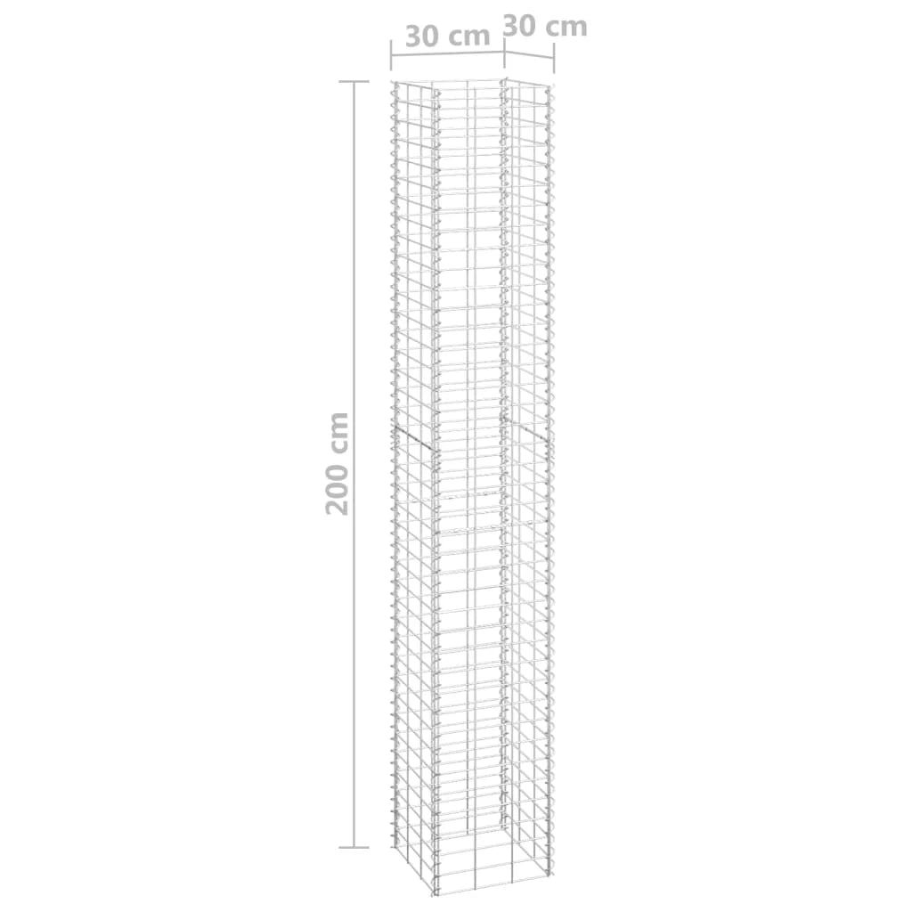 Gabbioni per aiuole rialzate set da 4 30 x 30 x 50/100/150/200 cm ferro argento 02_0039948