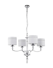 Lampadario classico cromato paralumi grigi 4xE27 Hilton Jupiter