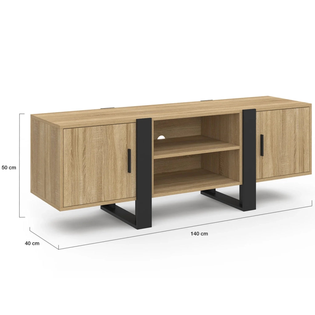 IDMarket - 140 cm PHOENIX Porta TV a 2 ante in legno e nero