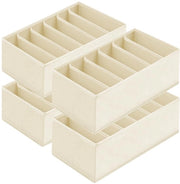 Organizzatore di carreggiata per guardaroba - Set di 2 cassetti organizzatori, stoffa 30 x 15 x 9 cm, organizzatore per intimo, pannolino, vestiti da bambino, beige