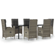 Set da pranzo da giardino in rattan nero e grigio da 7 pezzi con cuscini 02_0014903