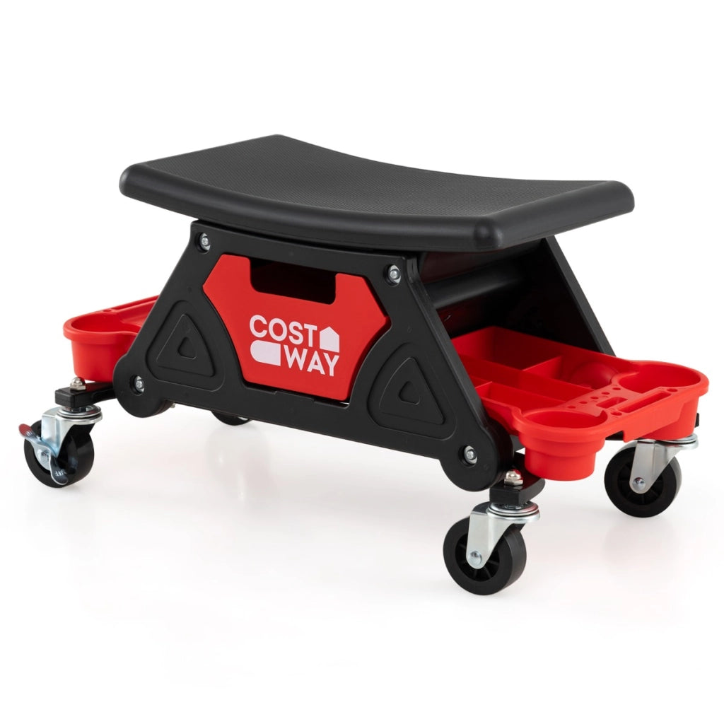 Sgabello da meccanico con ruote pesante per garage con cassetto, Sgabello sedile automobilistico per riparazioni auto