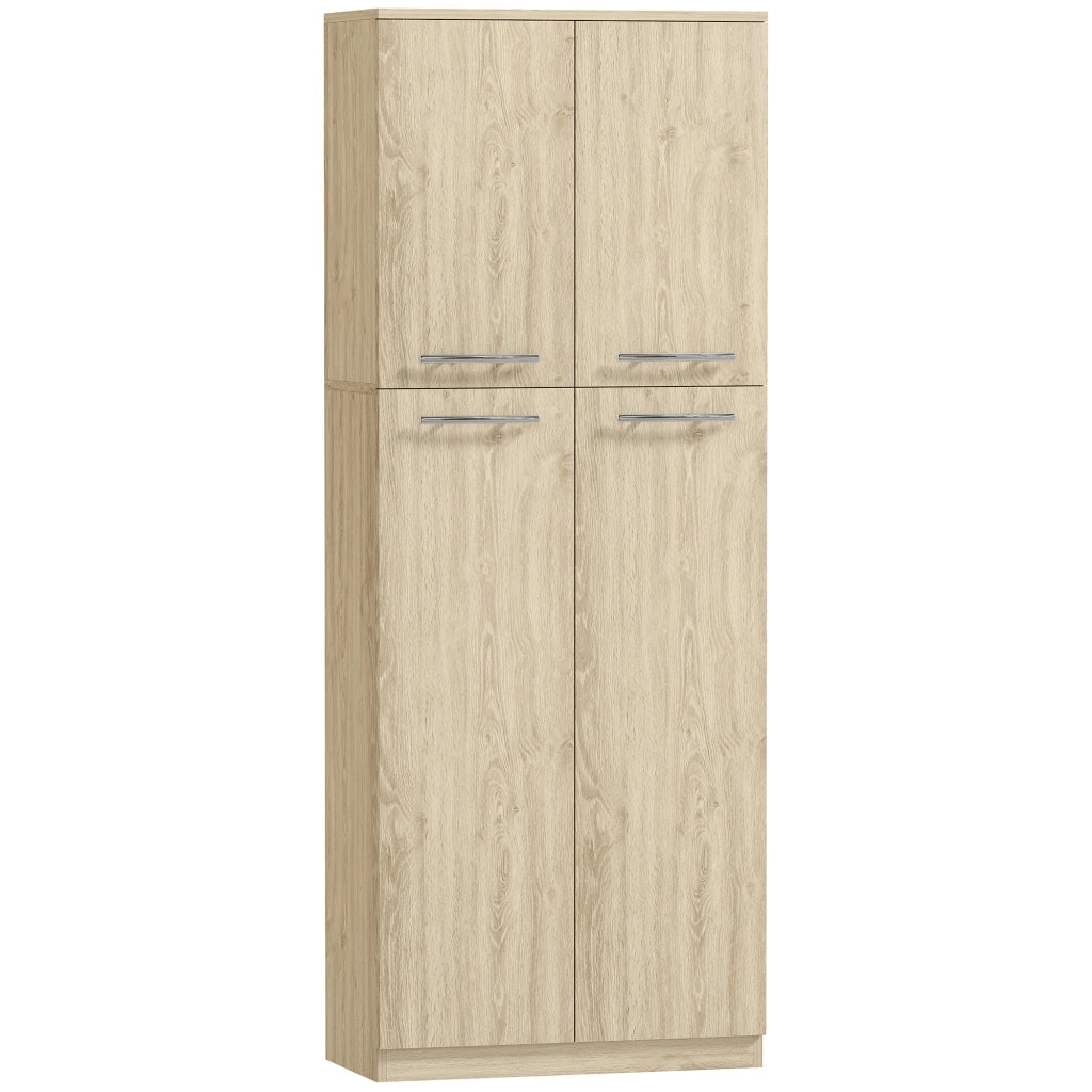 Mobile Contenitore Minimal con 2 Armadietti e Mensole Regolabili, in Legno color Rovere, 59x31x155 cm