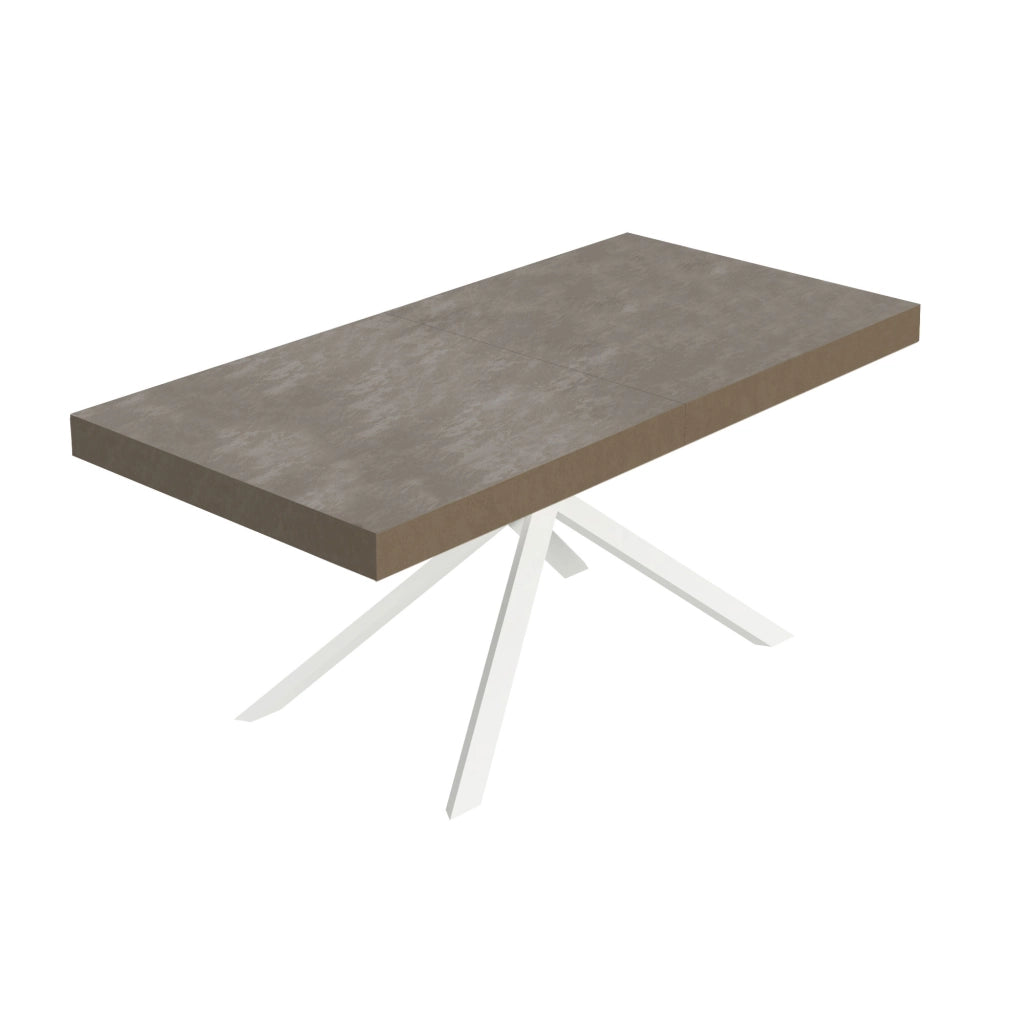 Tavolo allungabile 200/304x90 cm Niket tortora gambe bianche