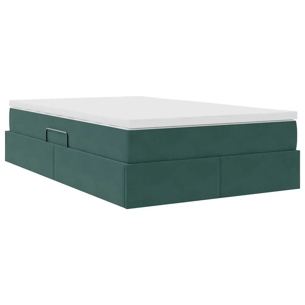 Letto con contenitore e materasso Verde Scuro 120 x 200 cm