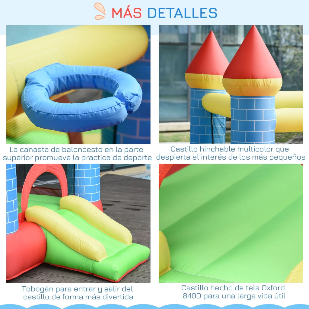 Letto Gonfiabile per Bambini con Scivolo ¨C zephmum ¨C 280x260x210 cm Multicolore