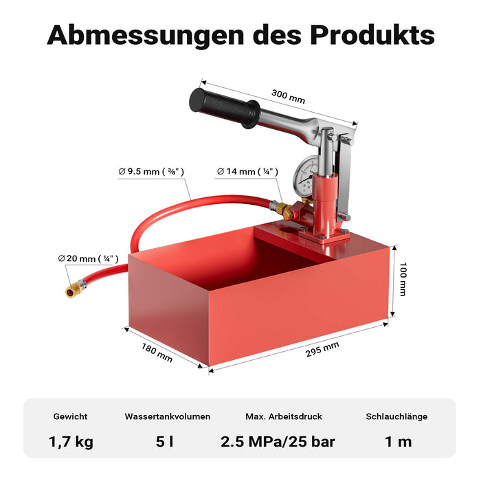 Pompa di riempimento e collaudo 25 bar per impianto solare riscaldamento acqua