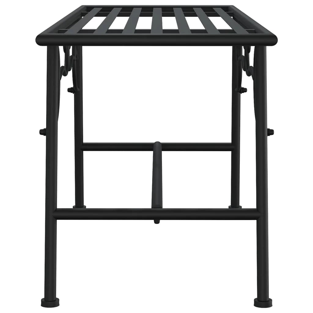 Panca da giardino mobili da esterno per patio terrazza cornice per alberi 110 cm acciaio nero 02_0011843