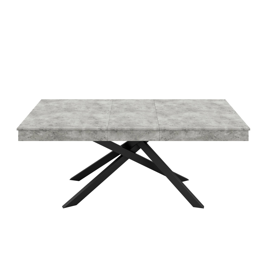 Tavolo da pranzo allungabile con piano da 93 mm, gambe incrociate, per sala da pranzo, cucina e soggiorno, grigio