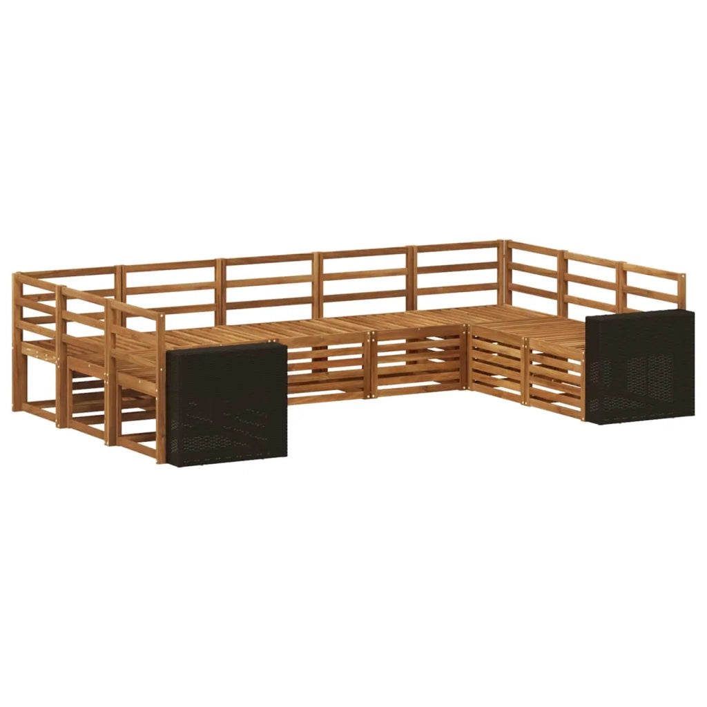 Set divano sezionale 9 pcs Naturale Legno di Acacia Massello