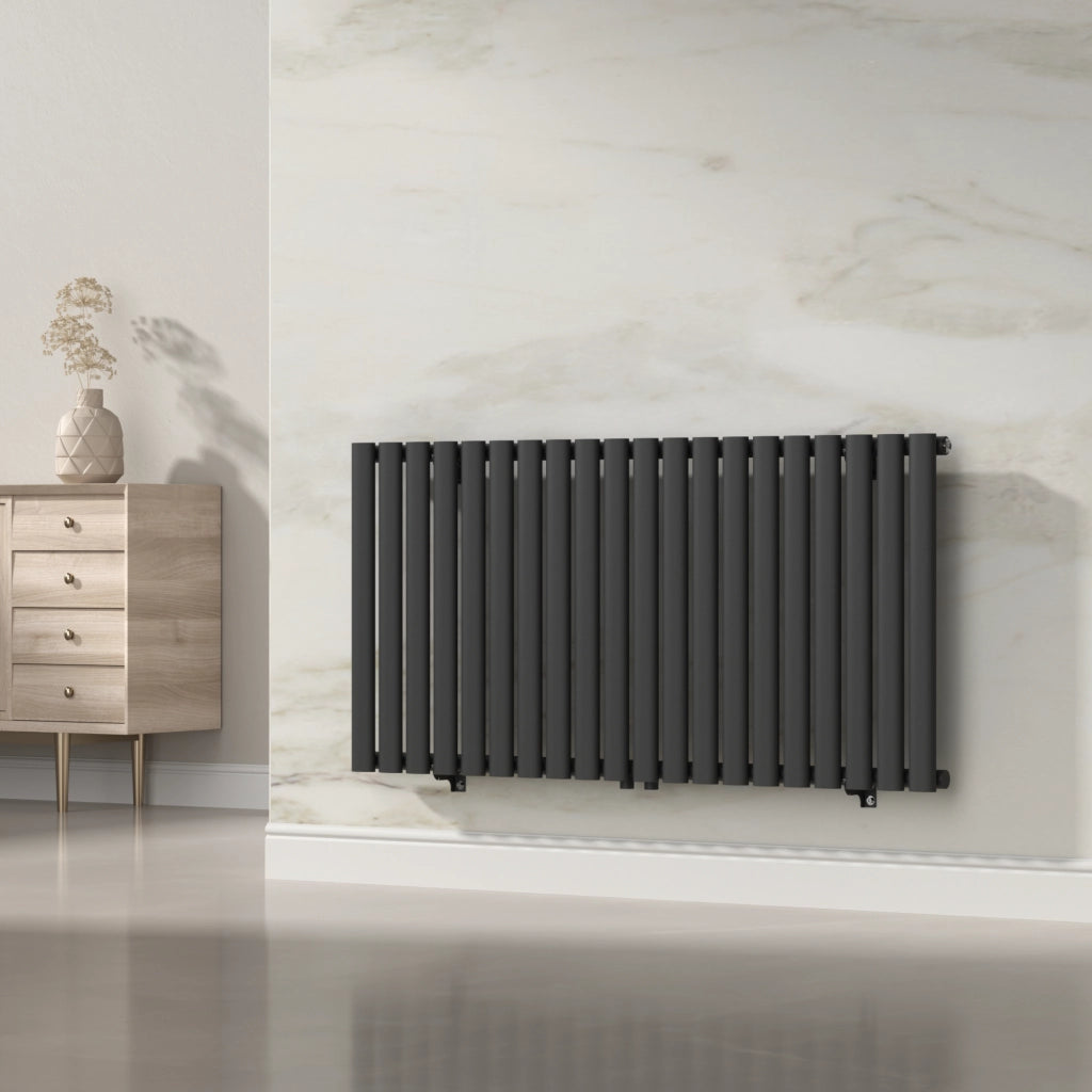 Termosifone Nore ad Acqua Calda Pannello Singolo con Elementi Tubolari 60 x 120 cm Nero [neu.haus]