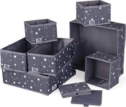 Set di 8 organizzatori di cassetta, organizzatore di abbigliamento in tessuto pieghevole, scatola di archiviazione a stelle e strisce, ripartitori di cassetti, contenitori di archiviazione per intimo, calze, cravatte, sciarpe, reggiseni (grigio)