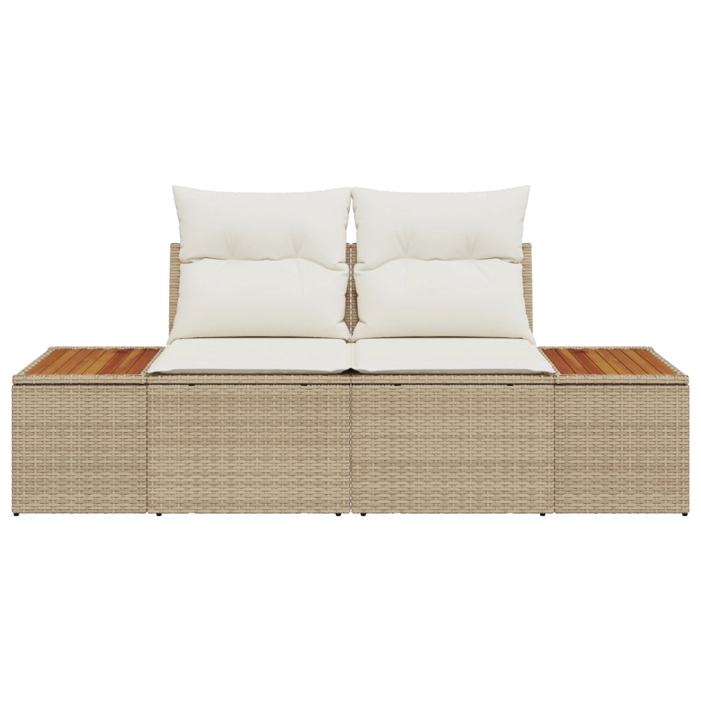 Divano da giardino 2 posti con cuscini beige in rattan polietilene