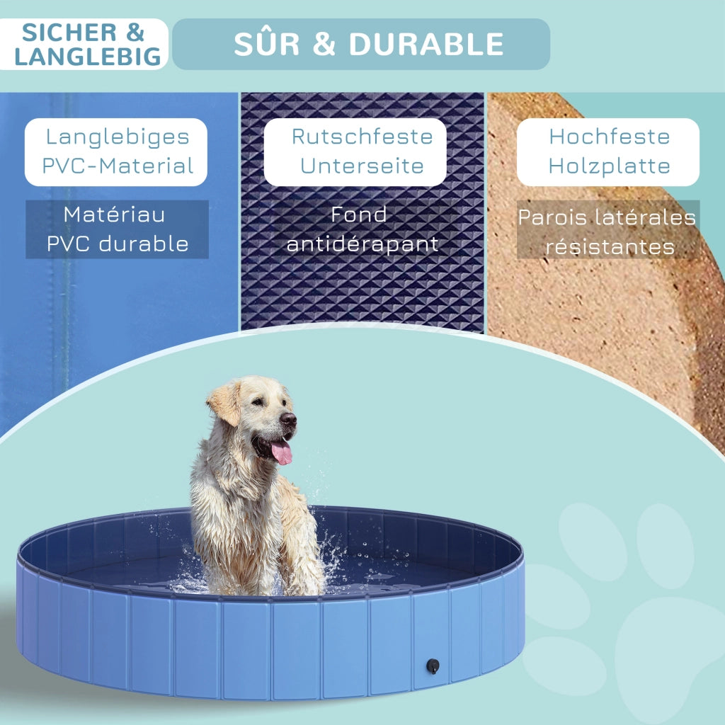 Vasca da bagno per cani e gatti pieghevole ¨C Zephmum ¨C Blu ?120x30 cm
