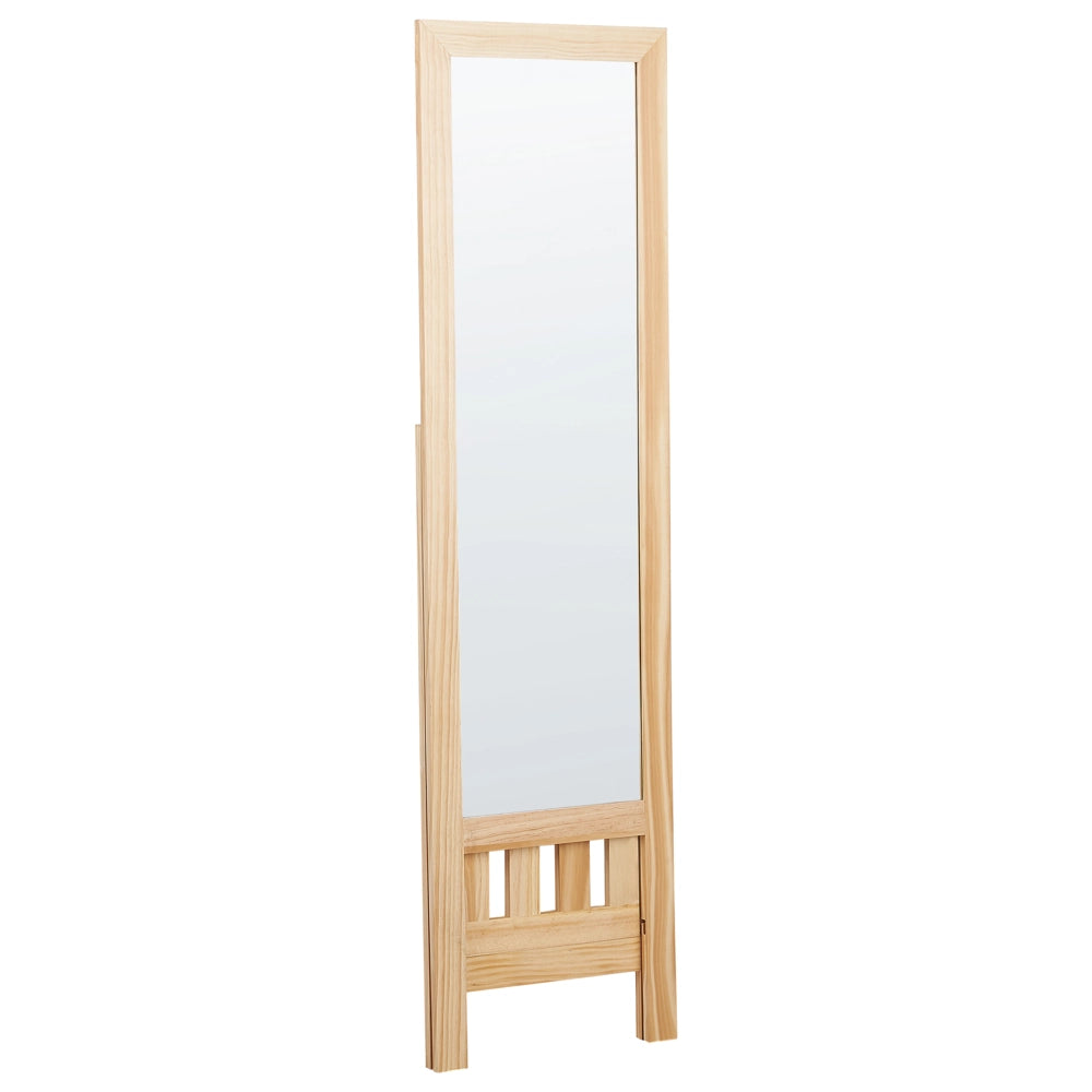 Specchio da terra con cornice in marrone chiaro 40 x 145 cm con ripiano Design moderno con cornice figura intera