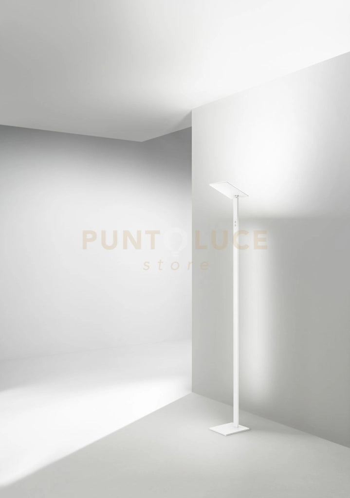Piantana in metallo colore bianco Quadra Interruttore touch on/off, CCT e dimmer sullo stelo LED 24W + 10W CCT 3000K 4000K 6000K CRI?80 220-240V 50/60Hz 2160Lm + 900Lm