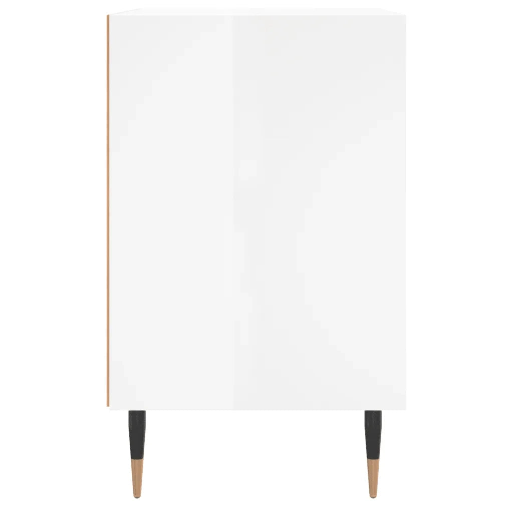 Comodino Bianco Lucido 40x30x50 cm in Legno Multistrato 826768