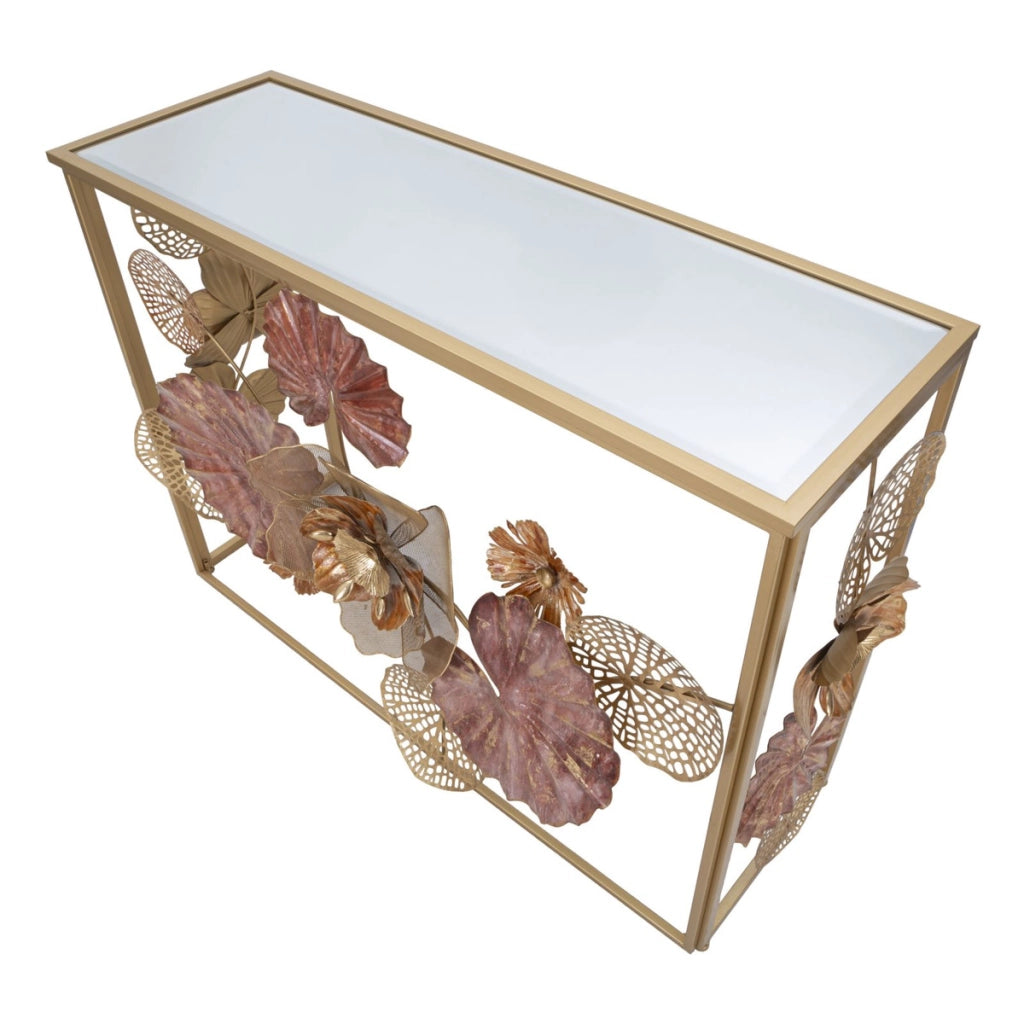 Tavolo Consolle Foglia 69, Multicolore, Metallo, 114x41,5x80 cm