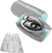 Set di asciugamani per scarpe lavatrice - 2 pezzi di asciugamani multifunzionali per scarpe con pelo di pulizia 360° & 2 sacchi per asciugatura scarpe per tutte le tipologie e misure di scarpe, protegge sia le scarpe che la lavatrice
