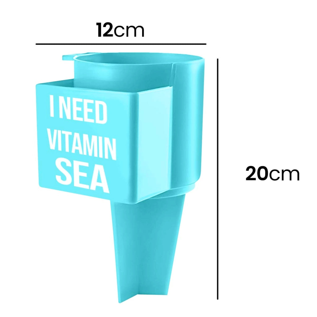 Portabicchieri da spiaggia per bevande e telefono con scomparto frontale Blu Cuisine Elegance