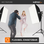 Set per studio fotografico 2 luci LED da 35 W, 2 softbox da 90 x 60 cm, 2 stativi per luci max 256 cm, temperatura di colore 5000 K, per fotografia