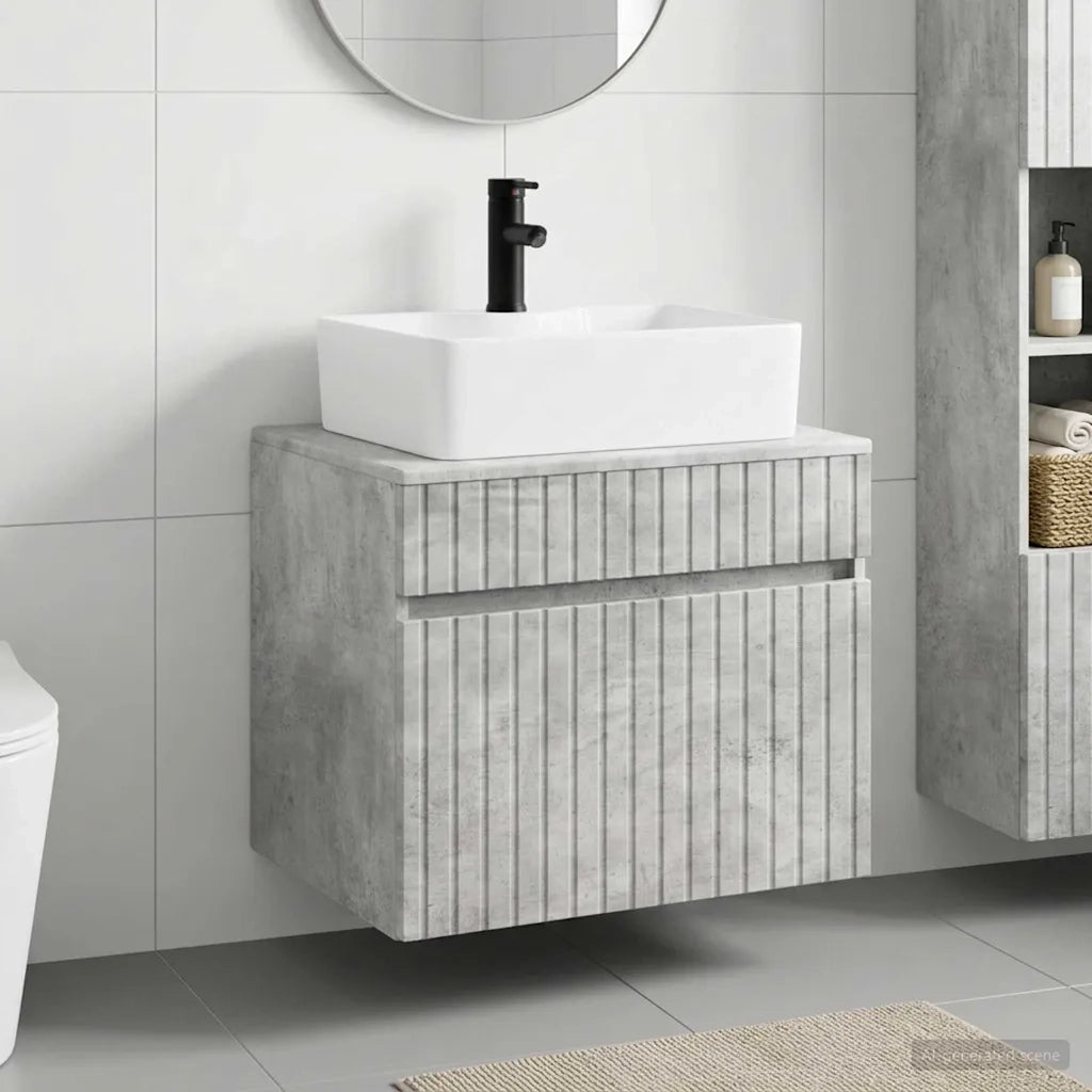 Set di mobili per il bagno Grigio Cemento Legno ingegnerizzato 3404293