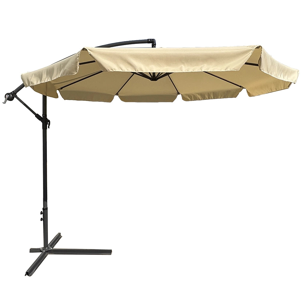 Ombrellone Giardino Decentrato 3x3 Beige Telo con pendente Palo Alluminio Gazebo