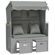 Strandkorb con Cuscini in Polyrattan e Legno Massello Grigio CFW2879513