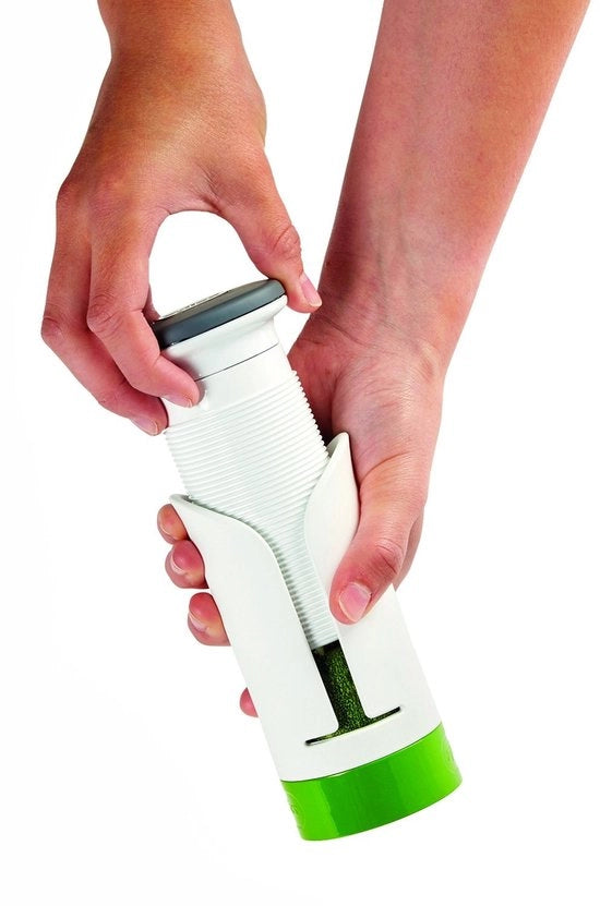 Snipatore di verdure, taglierini di verdura, 14 cm, plastica/acciaio inox, bianco/verde, resistente al lavastoviglie