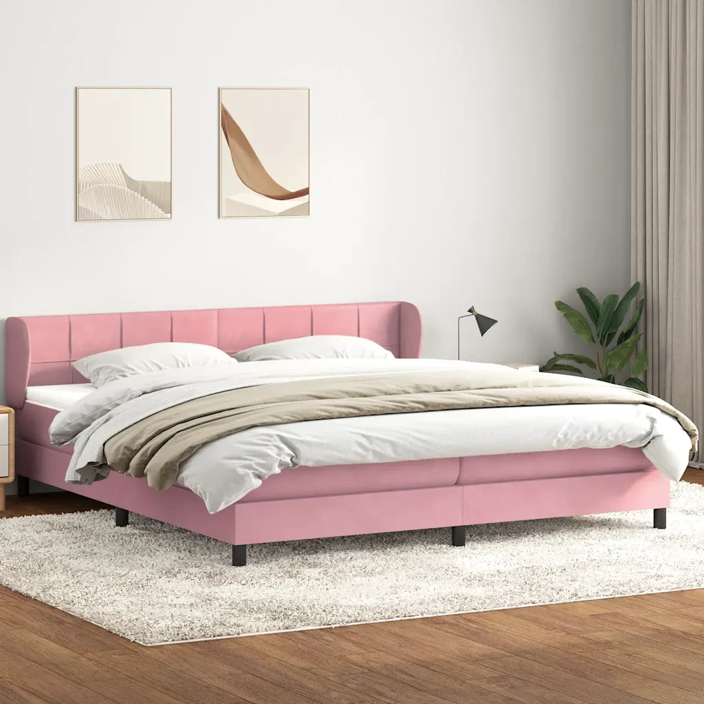 Giroletto a Molle con Materassi Rosa 180x210 cm in Velluto 3317540