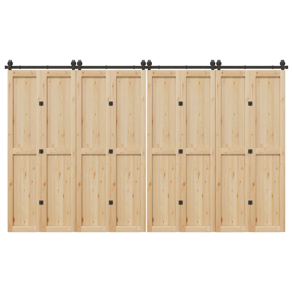 Kit di Binari per Porte Scorrevoli 366 cm Acciaio Nero CFW2387485