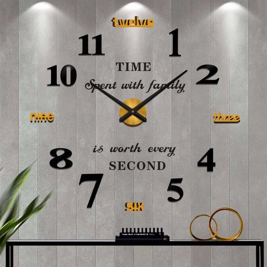 Oro Moderno Muto DIY Grande Orologio da Parete 3D Etichetta per la Stanza di Casa Decorazione Regalo