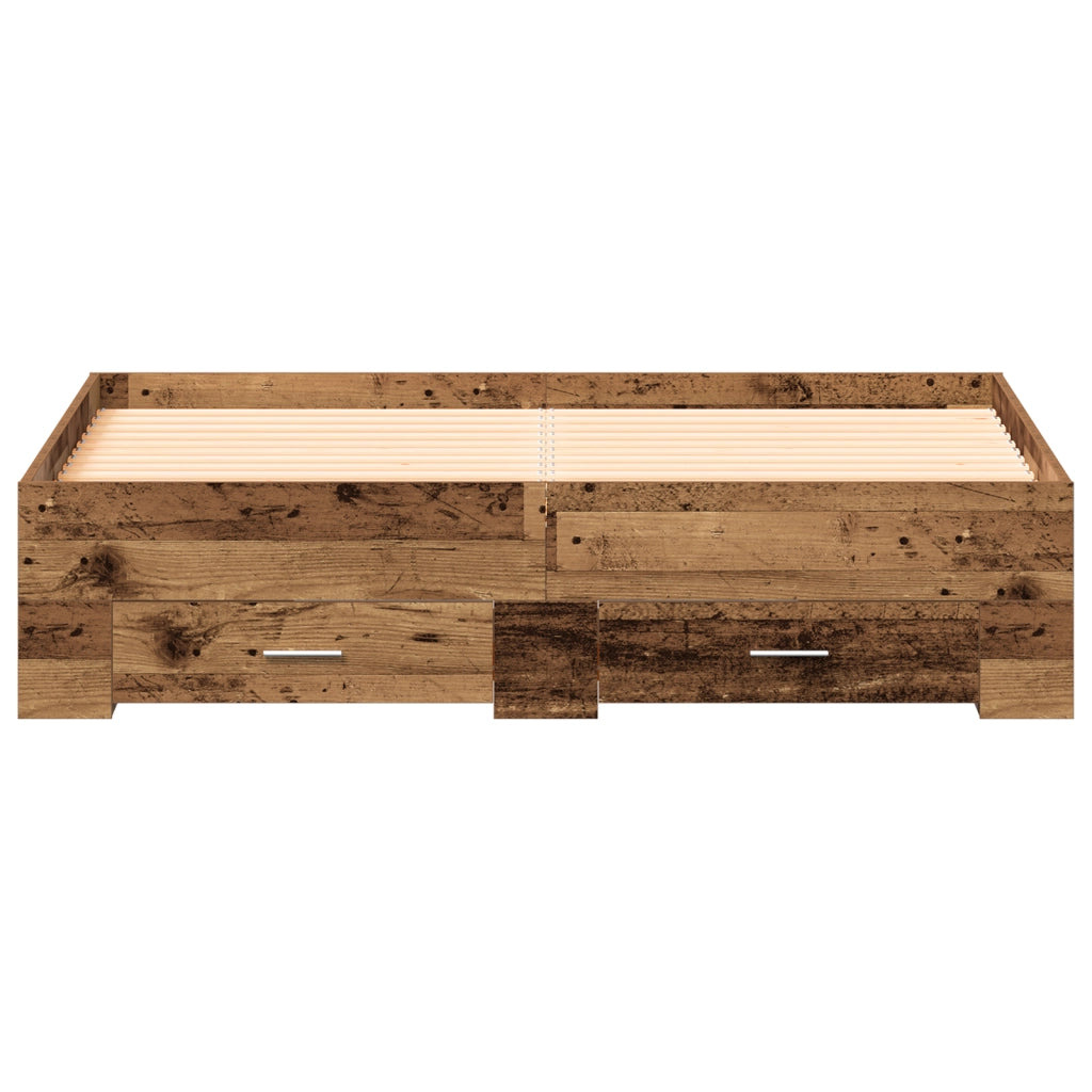 Struttura Letto con Cassetti Legno Invecchiato 135x190 cm Legno Ingegnerizzato