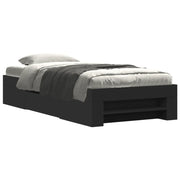 Letto singolo | Letto per adulti | Giroletto Nero 75x190 cm in Legno Multistrato