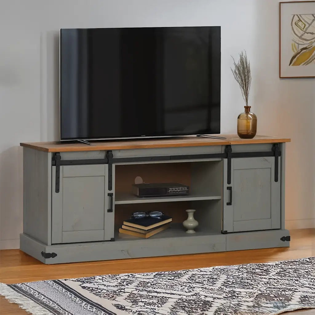 Mobile Porta TV HALDEN 2 Ante Scorrevoli Grigio 150x40x60 cm 4018415
