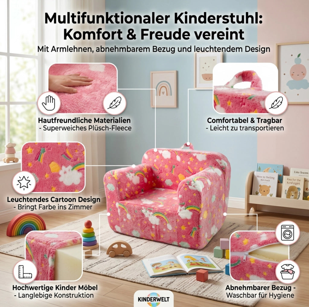 Poltroncina per bambini con braccioli e rivestimento rimovibile; rosa