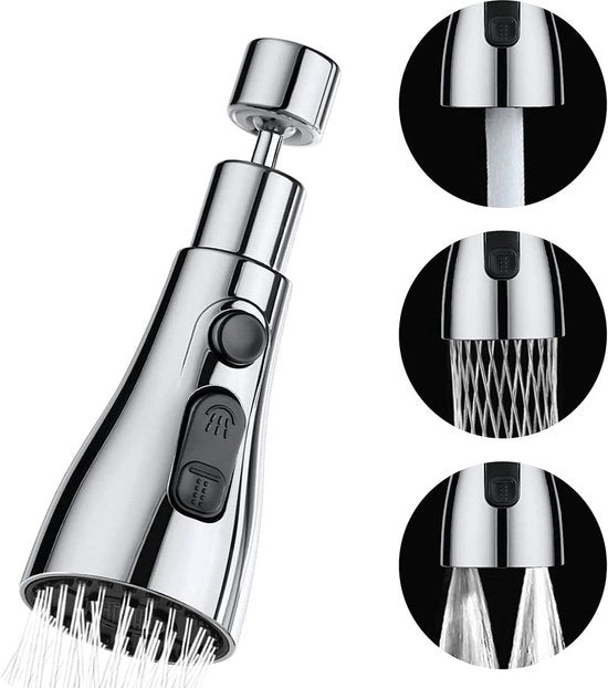 Accessorio per rubinetto - cucina - 3 modalità di scarico acqua - rotazione 360 gradi - risparmio d'acqua - connessione G1/2