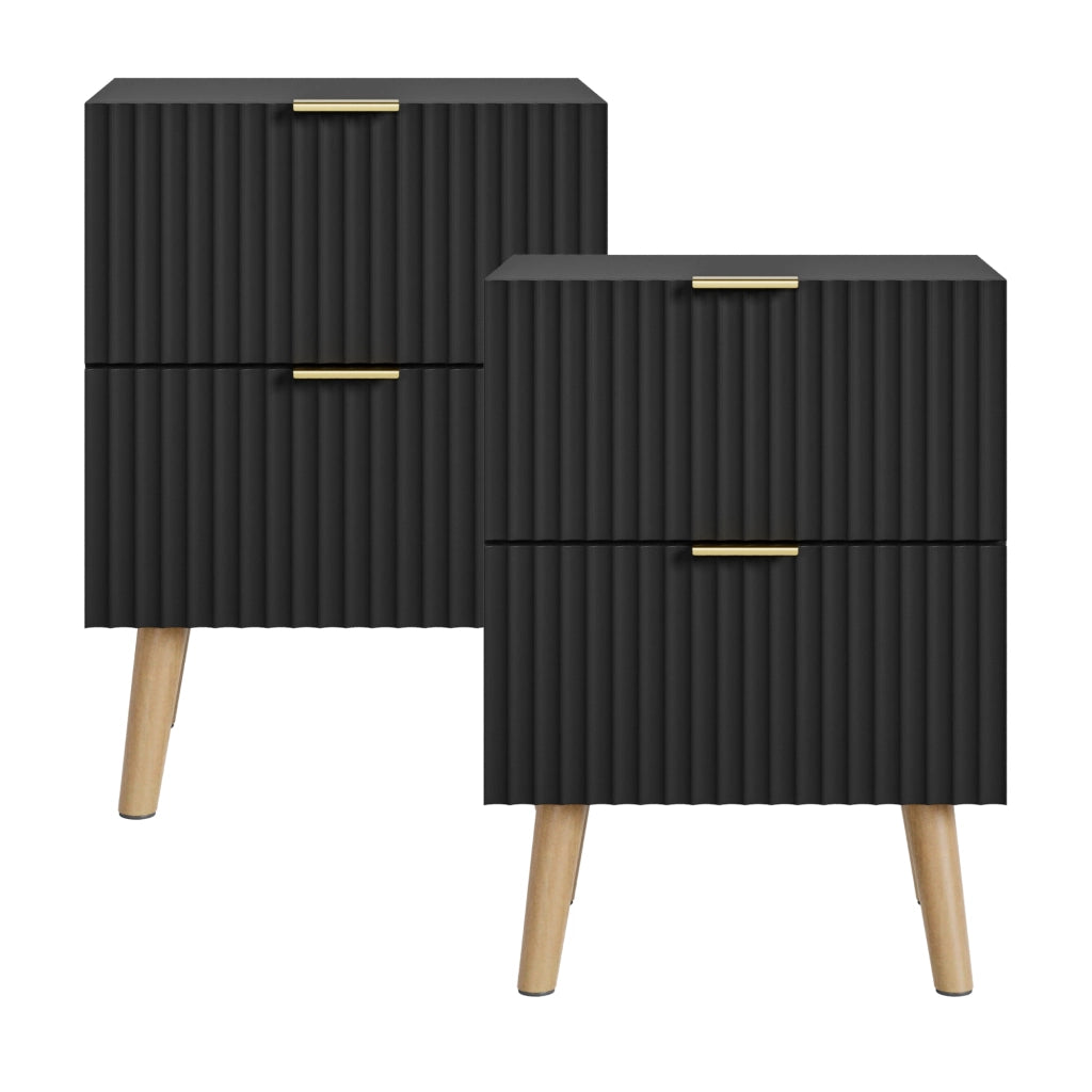 Set di 2 Comodini Nand con 2 Cassetti 55x40x30 cm Nero [en.casa]