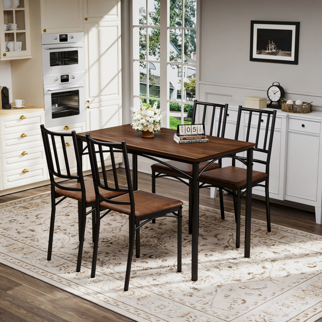 TAVOLO da pranzo con 4 sedie 110x60x76,5 cm Noce