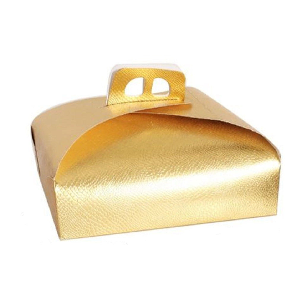 Trade Shop - Set 3pz Scatola Porta Torta Oro 40x40 Cm Per Dolci Paste Pasticceria Festa 58010 -