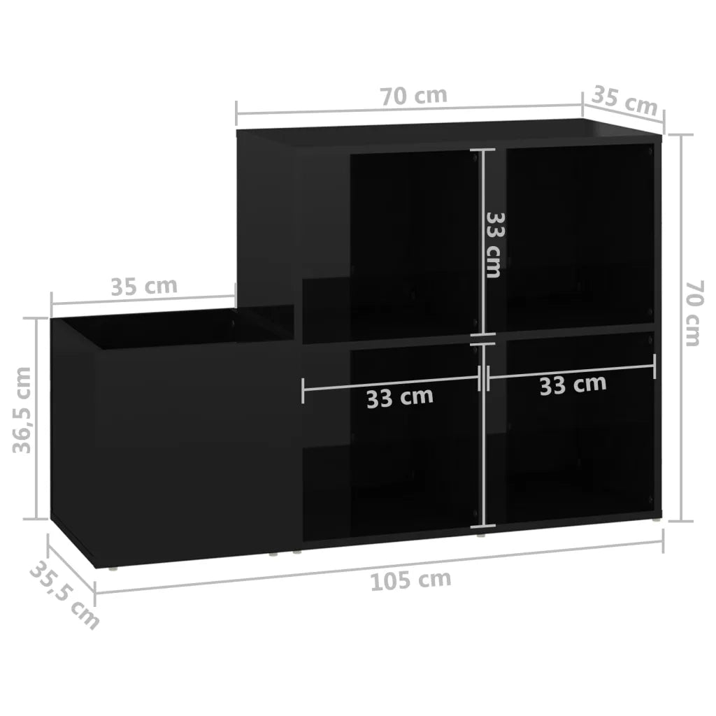 Scarpiera Ingresso Nero Lucido 105x35,5x70cm Legno Multistrato 808258