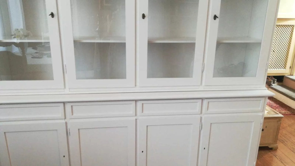 Cristalliera classica 4 porte in legno shabby bianco 205x42x205 (1379) - Mobili 2G