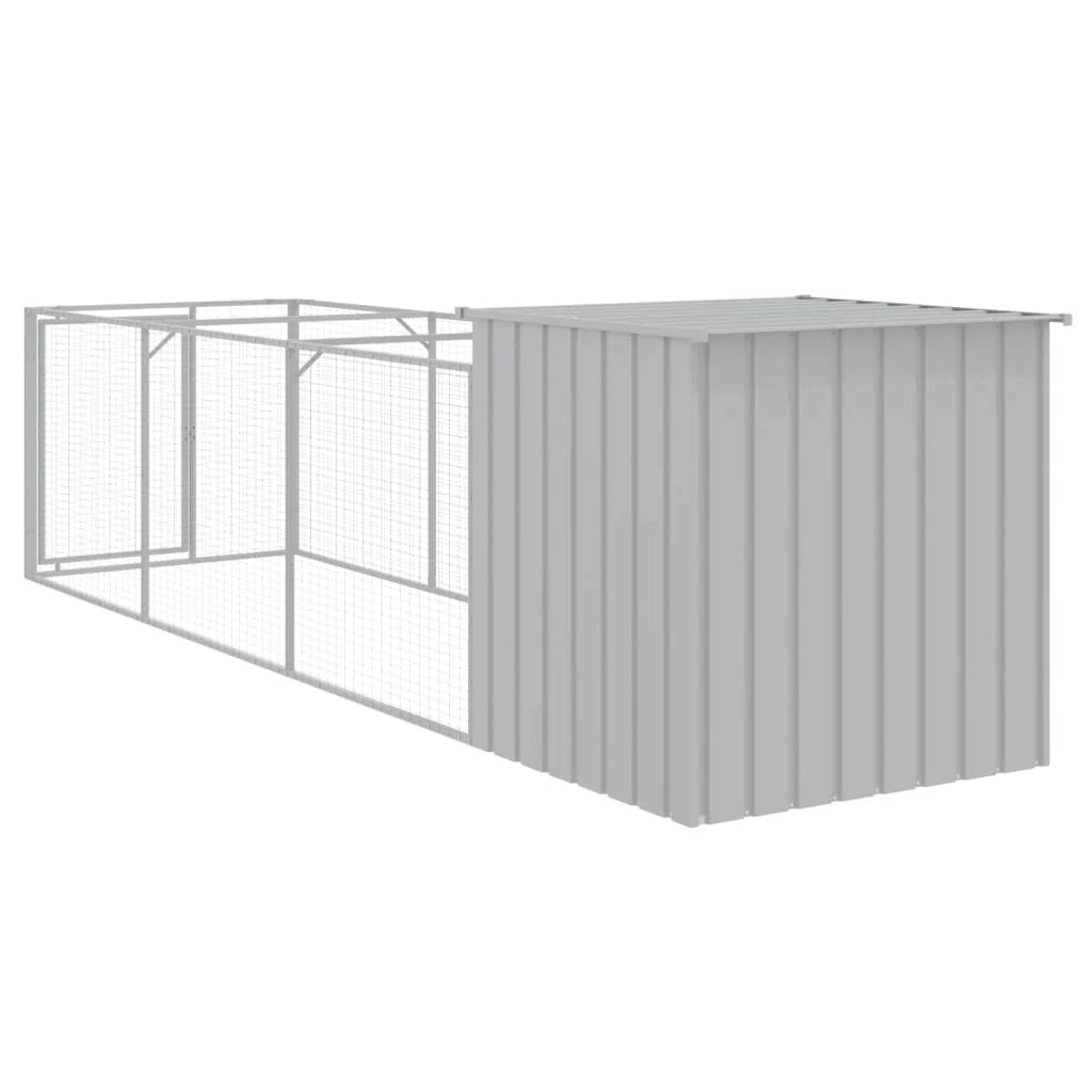 Cuccia per cani con cortile luminoso 110 x 405 x 110 cm grigio 02_0043491