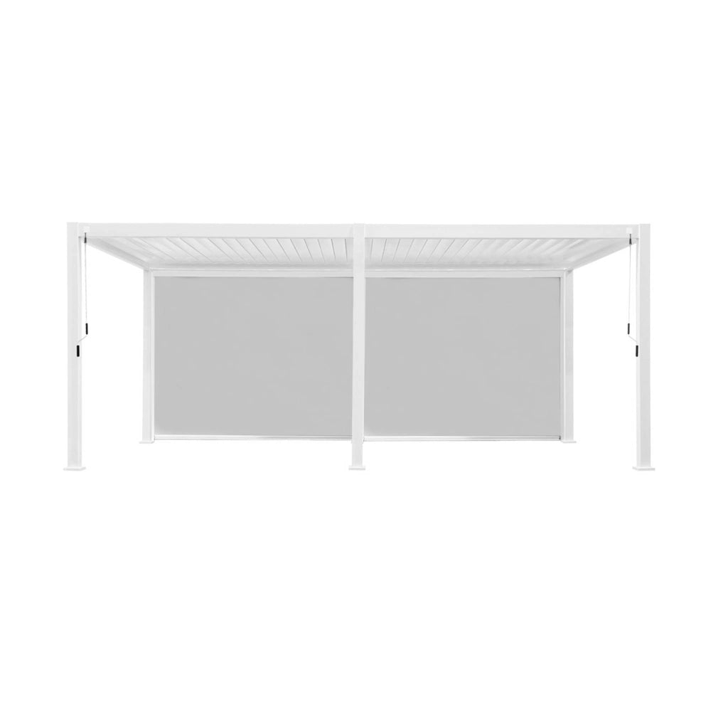 Pergola bioclimatica 3x6m in alluminio + 2 tende 3m , bianco