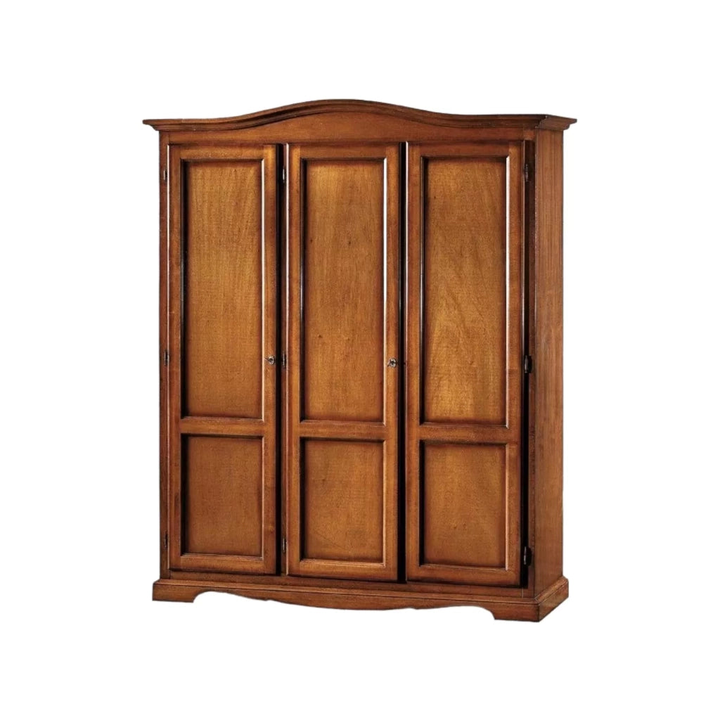 Armadio 3 ante in legno massello arte povera tinta noce 158x56x197 (313) - Mobili 2G