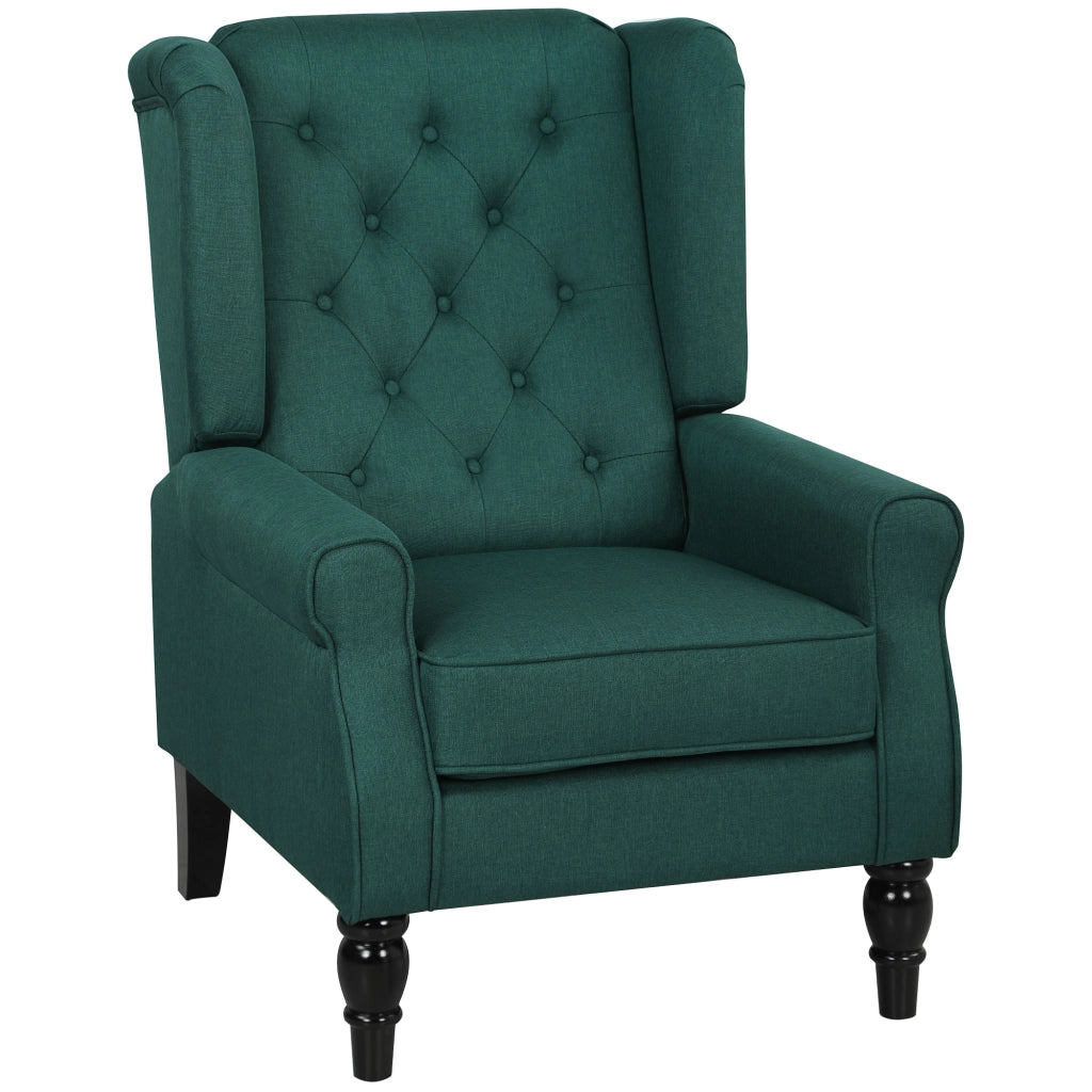 Poltrona berg¨¨re imbottita ¨C Xylo ¨C tessuto verde scuro con orecchie 74x86x102cm