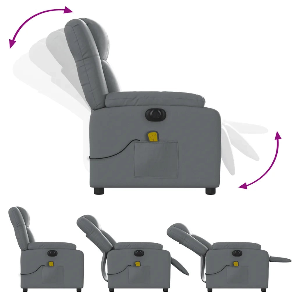 Poltrona Massaggiante Elettrica Reclinabile Grigio Similpelle 3205146