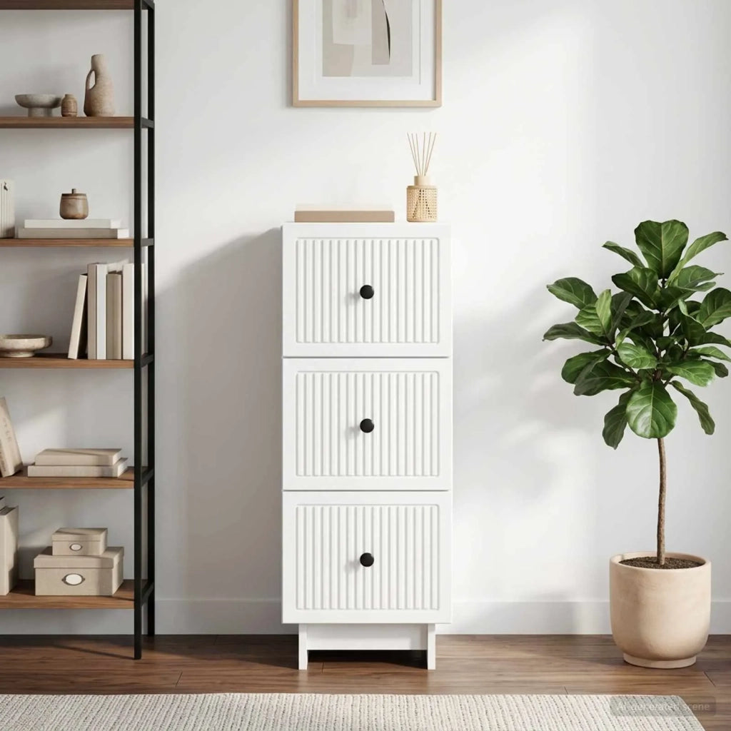 Mobile con Cassetti Bianco Lucido 33 x 34,5 x 90 cm 893929