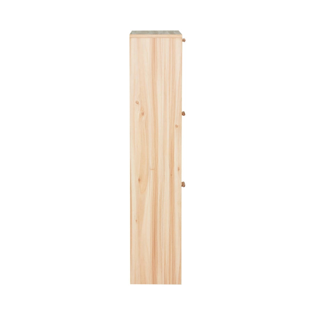 Scarpiera con decoro in canna e legno, 3 ante, marrone naturale