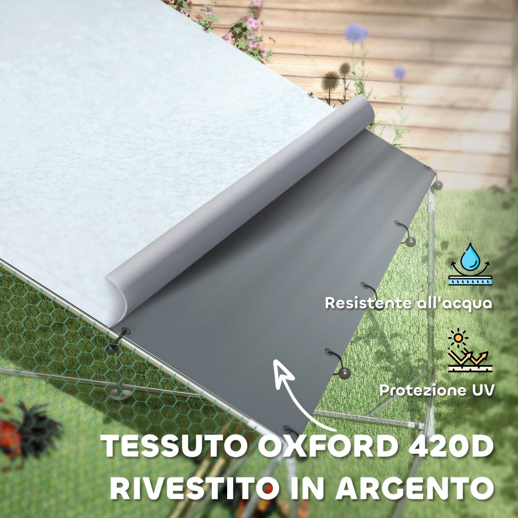 Recinto per Galline 12m2 ¨C zephmum ¨C Argento 3x4x1.9m